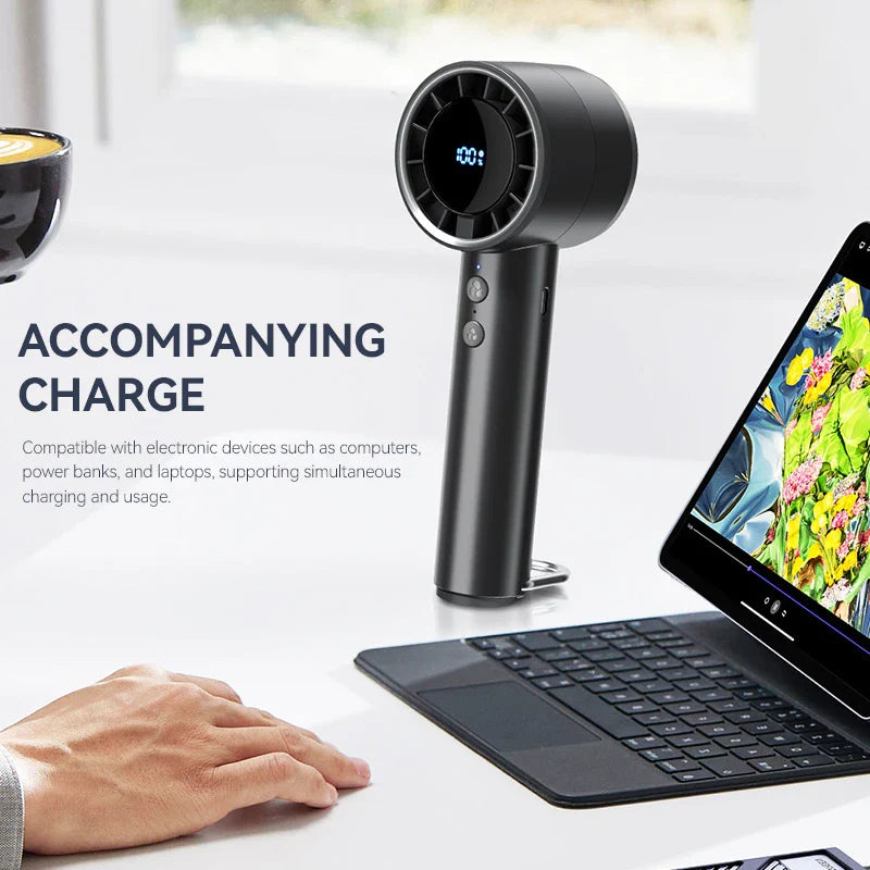 Silent High-Speed USB Handheld Fan – Portable Small Fan with LED Display, High Wind Power, and Cooling Air Conditioner Function