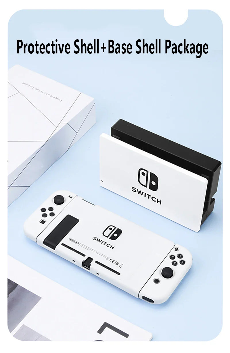 Protective Case & Film for Nintendo Switch – Rocker Cap Handle, Hard Base Cover with Skin-Friendly Gradient Design
