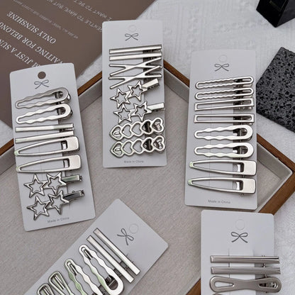 Silver Metal Hair Clips for Women & Girls | Y2K Duckbill Hairpin, Bangs Side Barrettes