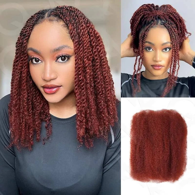 Black Pearl QVR Peruvian Kinky Curly Human Hair – 50g Afro Mini Twist Braiding Bundles 100% Remy Hair Extensions