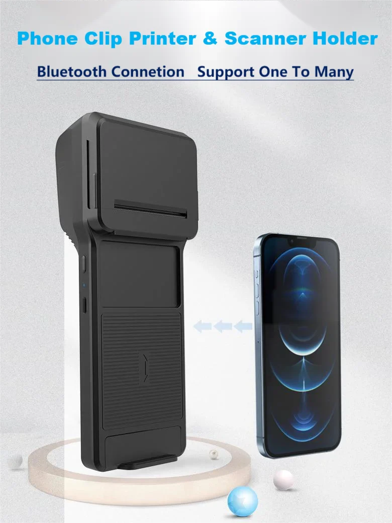 58mm Thermal Printer & 2D Bluetooth Scanner - 2-in-1 Mobile Back Clip with 7.4V 3000mAh Battery