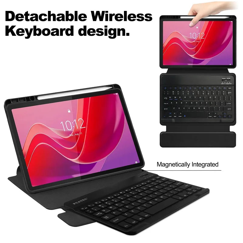 Smart Cover for Lenovo Tab M11 TB-330FU/331FC & Xiaoxin Pad 2024 11" Case with Wireless Keyboard, Pencil Holder & Stand