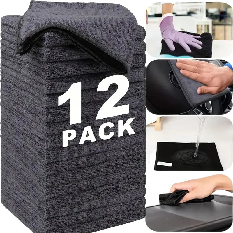 Thickened Microfiber Cleaning Cloths – Lint-Free Reusable Absorbent Towels for Car, Window & Home Cleaning