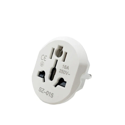 Korea EU Plug Adapter 16A 250V – High-Quality Universal Travel Converter with 2 Round Sockets for AU, US, UK, CN to EU/KR Wall Socket