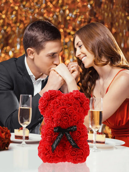 25cm Eternal Rose Teddy Bear – Artificial Flower Gift for Mom, Mother’s Day, Birthday, Valentine’s & Anniversary