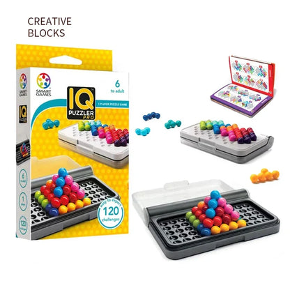 120 Challenges 3D IQ Puzzle Game – Classic Pyramid Logic Board for Kids, Montessori Bead Brain Teaser
