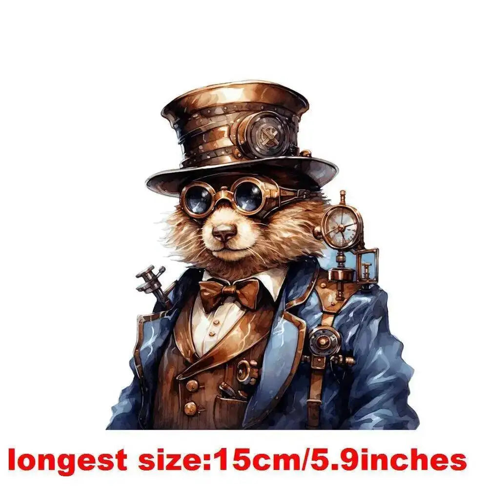 15cm Kids Steampunk Lion Iron-On Patch – Animal Heat Transfer Sticker for DIY Clothing, Apparel & Fabric Decoration Print