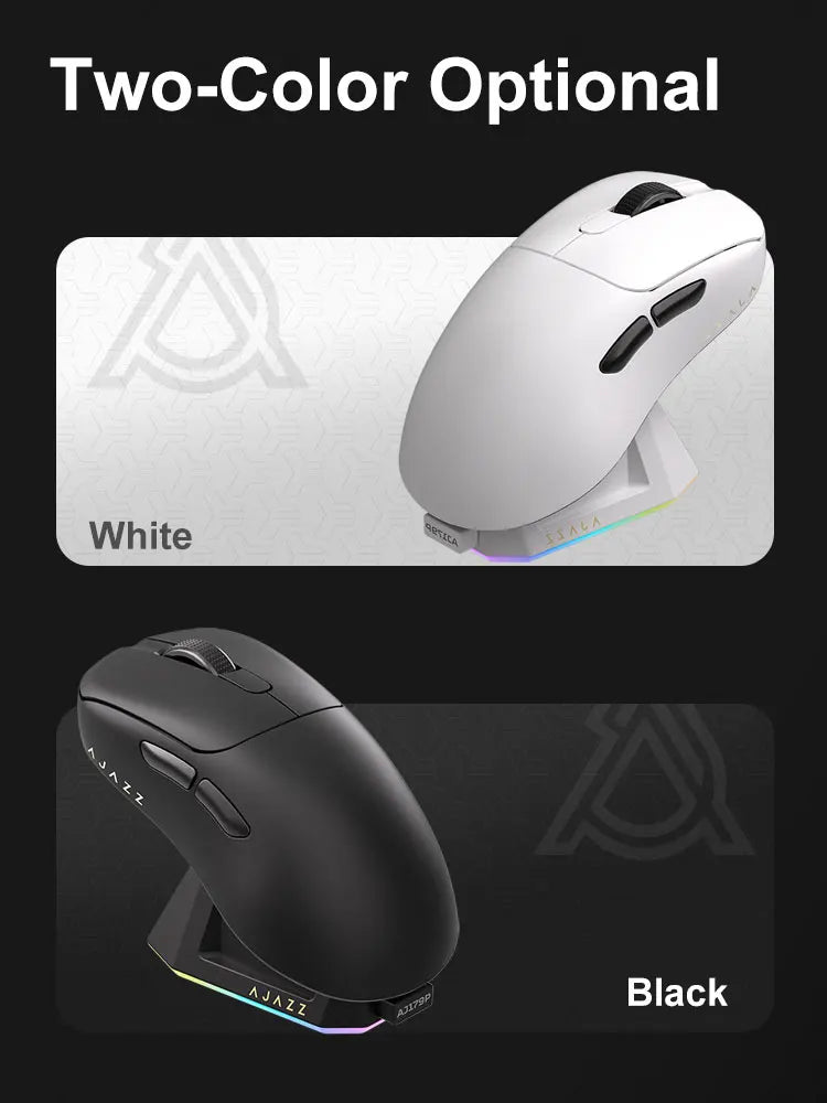 AJAZZ AJ179 PRO PAW3395 Gaming Mouse — Lightweight Wired & Wireless with Magnetic Charging Base, Ergonomic Macro Mouse for PC & Laptop