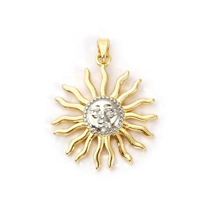 18K Gold Plated Sunflower Star Pendant – Brass Micro Pave Cubic Zirconia DIY Necklace Jewelry Making Charm