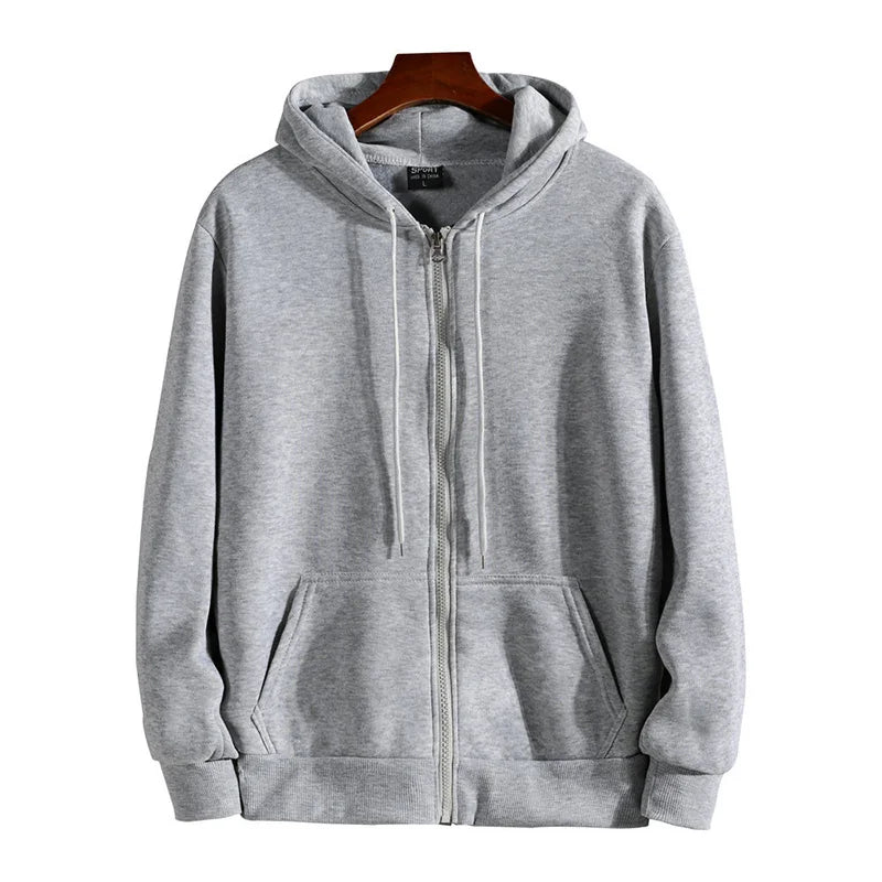 Men's Zipper Hoodie – Casual Long Sleeve Hooded Sweatshirt for Autumn & Winter – Loose Fit Sportswear Jacket