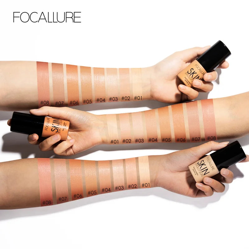 Focallure Liquid Foundation Cream — Full Coverage, Oil-Control Moisturizing Base & Concealer for Women