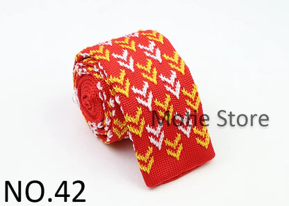 Classic Knit Neck Tie for Men — 6cm Plaid & Dots Casual Business Wedding Tie