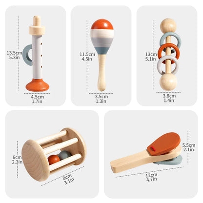 5-Piece Baby Musical Instrument Toy Set – Sensory Rattles, Montessori Educational Toys, Birthday Gifts for Kids
