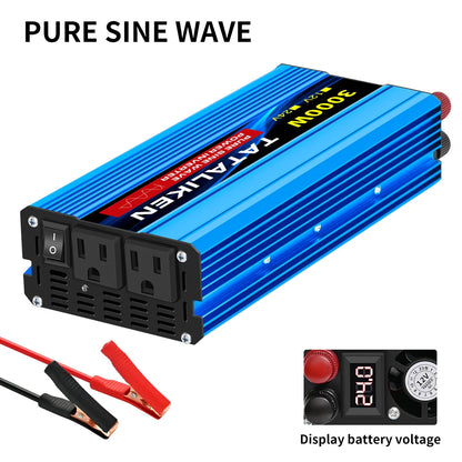 12V/24V to 110V AC Pure Sine Wave Power Inverter — 4000W/16000W 60Hz Converter with LED & US Socket for Car & Solar
