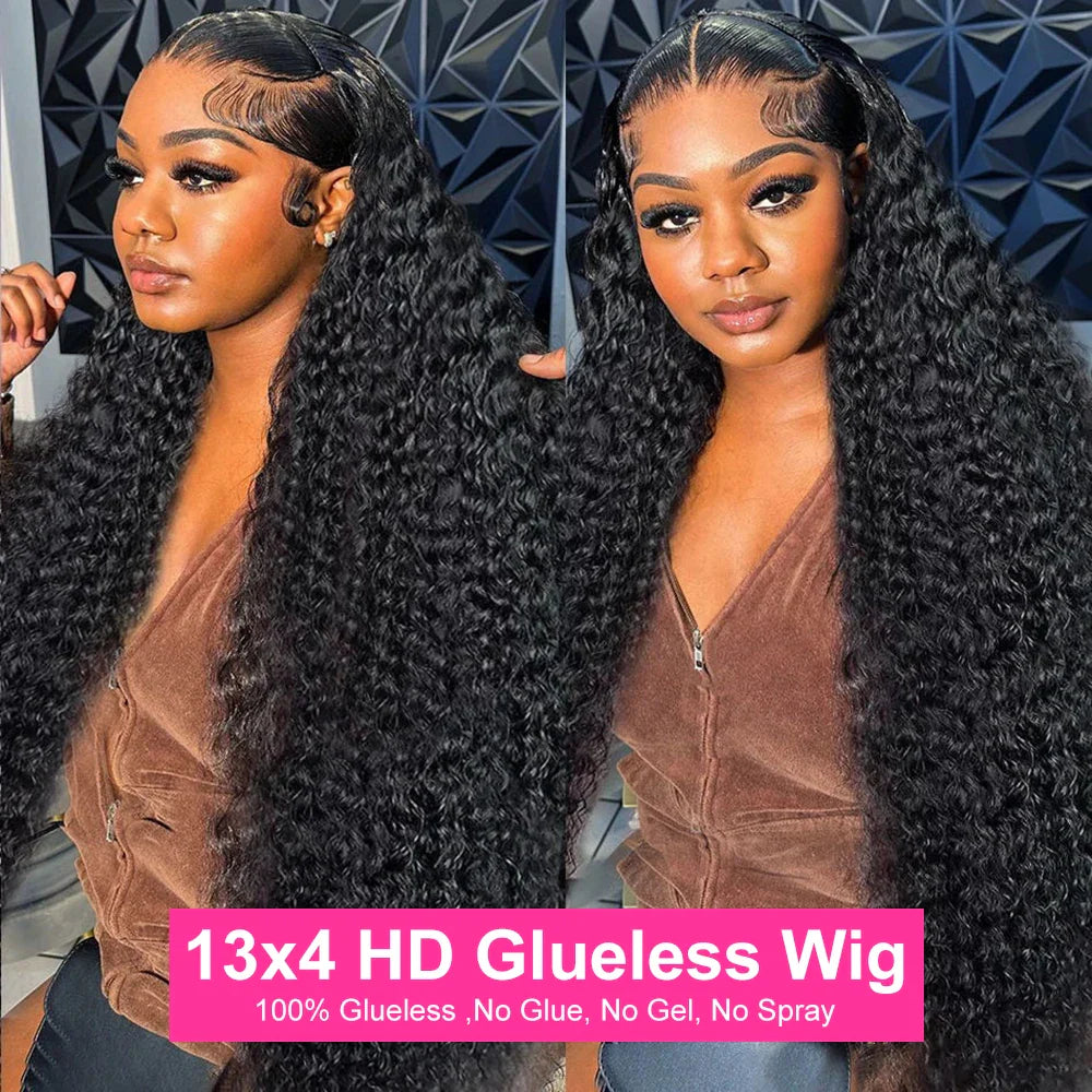 Water Wave Glueless Human Hair Wig – Curly 13x6/13x4 HD Frontal, 250% Density Deep Wave, 7x5 HD Lace Closure, CEXXY Sale