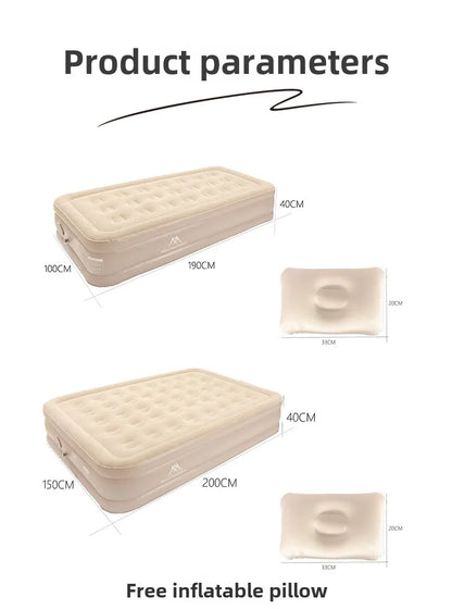 MOUNTAINHIKER 2025 Inflatable Air Mattress – PVC Glamping Sleeping Mat with Built-in Pump for 1-3 Persons