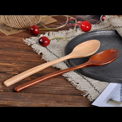 2PCS Wooden Spoons – Kitchen Tableware for Cooking, Soup, Tea, Coffee, Honey, and Catering Utensils