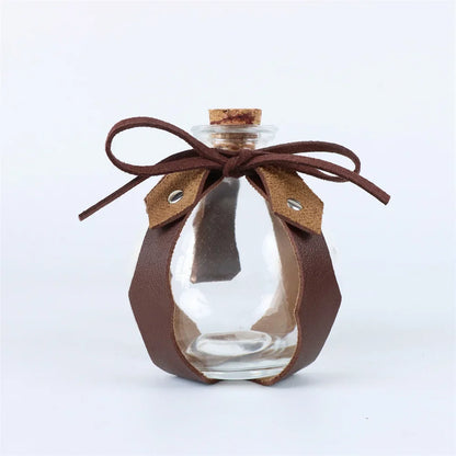 6PCS Medieval Cosplay Belts – Elf Leaf Embossed Leather with Potion Bottle, Viking Halloween