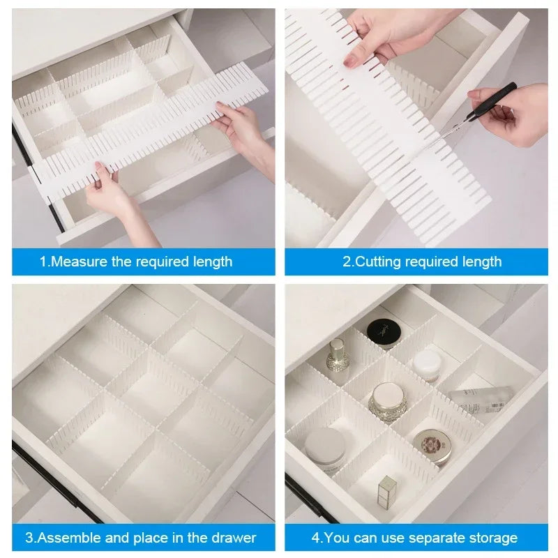4/8PCS Adjustable Drawer Dividers – Durable Storage Organizer for Socks, Underwear, Cosmetics & Clothes
