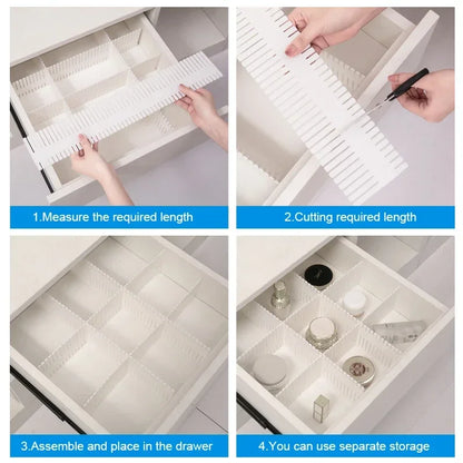 4/8PCS Adjustable Drawer Dividers – Durable Storage Organizer for Socks, Underwear, Cosmetics & Clothes