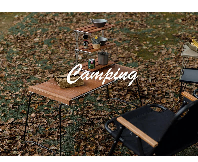 MOUNTAINHIKER Portable Camping Rack – 3-Tier Foldable Outdoor Table for Picnic & BBQ, Easy to Carry