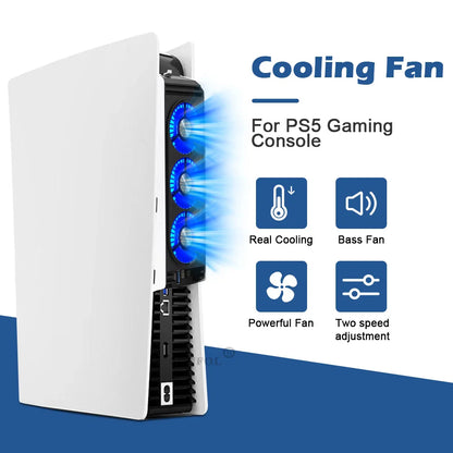Upgraded PS5 Cooling Fan – Quiet USB 3.0 Hub with LED Light for Disc & Digital Edition Console Accessories