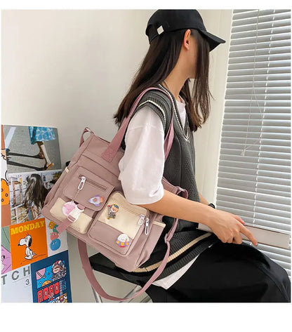 Waterproof Canvas Women’s Handbag – Nylon Shoulder Tote, Oxford Crossbody Messenger Bag for Girls