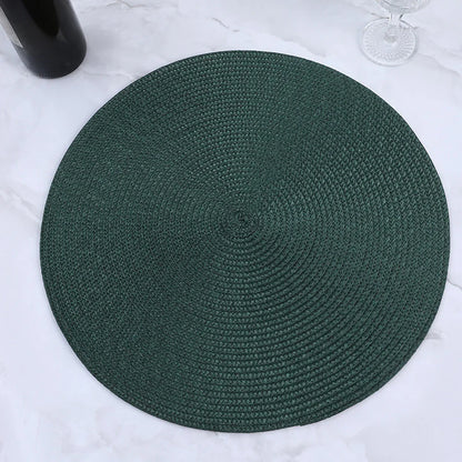 38cm Round Braided Tableware Mat – Washable, Anti-Slip, Heat-Resistant Dining Placemat and Drink Coaster for Home Decor
