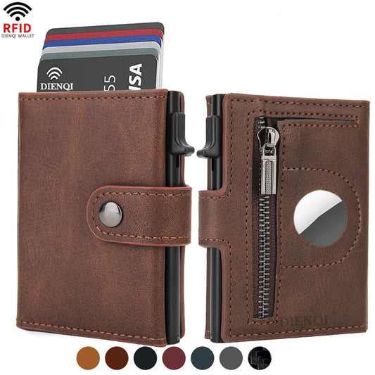 Anti-Theft RFID Credit Card Holder Wallet – AirTag Men’s Bank Cardholder Case, Minimalist Design for Air Tag Tracker