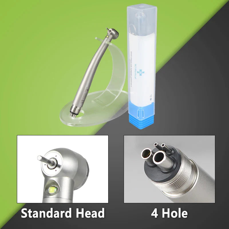 Dental LED High-Speed Handpiece — E-Generator Air Turbine with Push Button, Triple Water Spray & Dentist Tips Model B2 M4