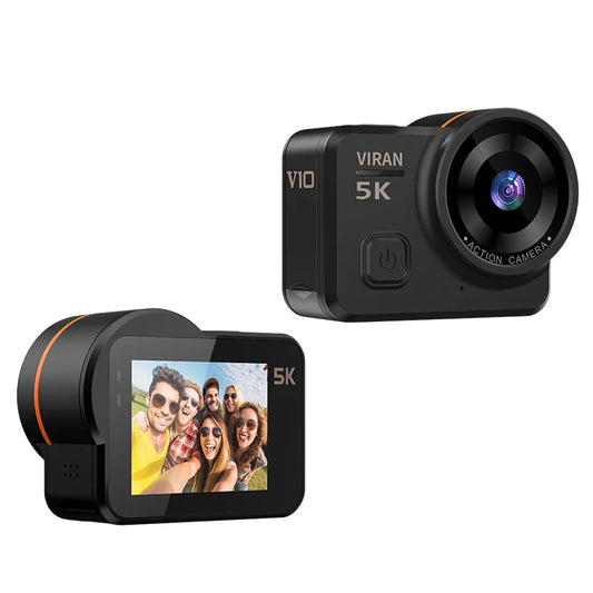 VIRAN V10 5K Waterproof Action Camera with 2" Touch LCD, Electronic Image Stabilization, Dashcam & Motion Detection