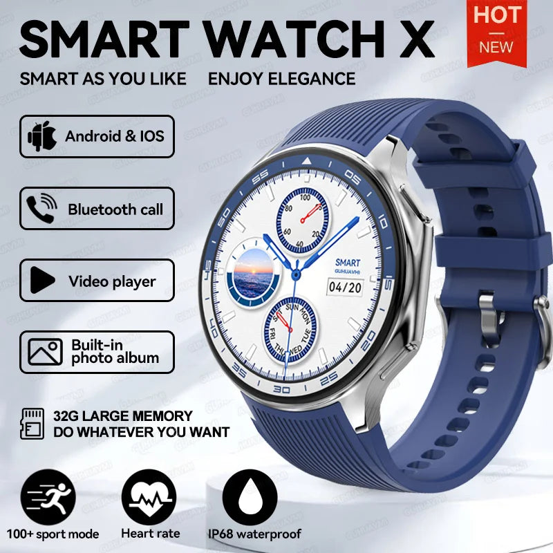 2024 OPPO Watch X Smartwatch — 4G, AMOLED Display, Music & Video, Bluetooth Call, IP68 Waterproof, Compatible with TWS Earphones