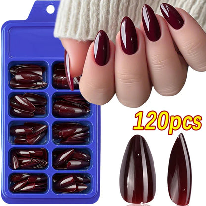 576PCS Colorful Press-On Fake Nails Set – Black & Red Oval/Square Short Full Cover Nail Tips for Salon-Style Nail Art