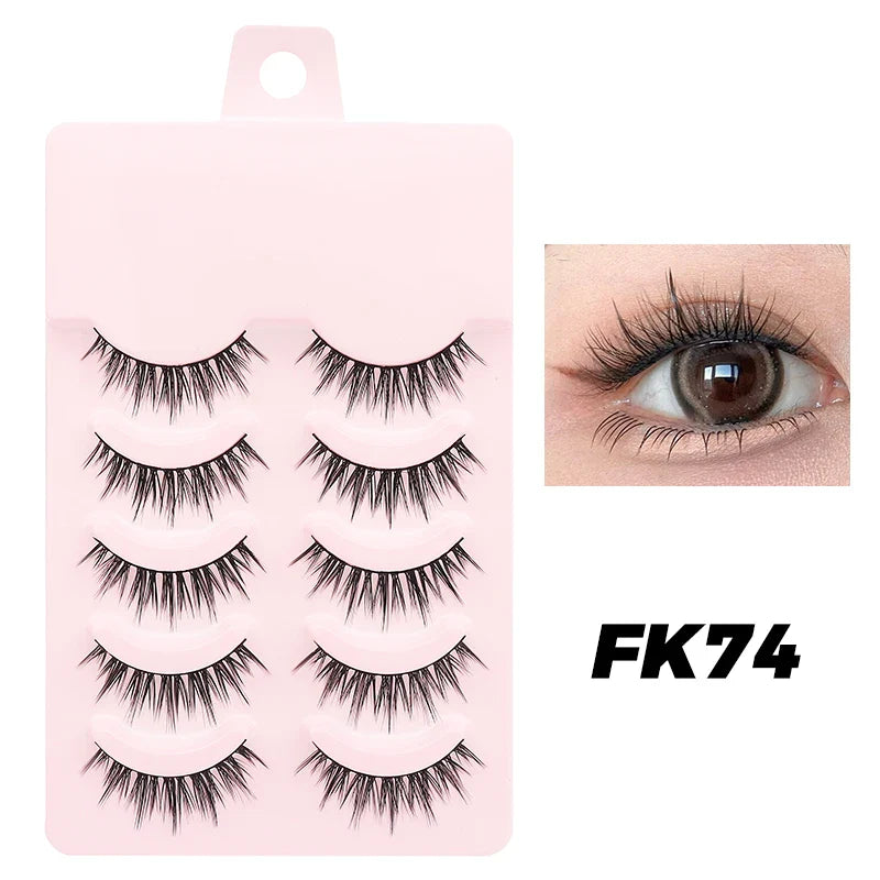 DINGSEN 5 Pairs Manga Style False Eyelashes — Soft, Natural, Long Anime Wispy Strip Lashes for Makeup