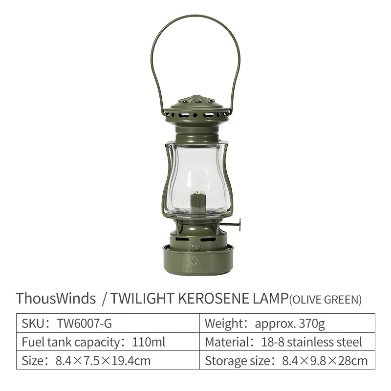 ThousWinds Twilight Kerosene Camping Lantern – Portable Retro Oil Lamp for Outdoor Picnic and Backpacking