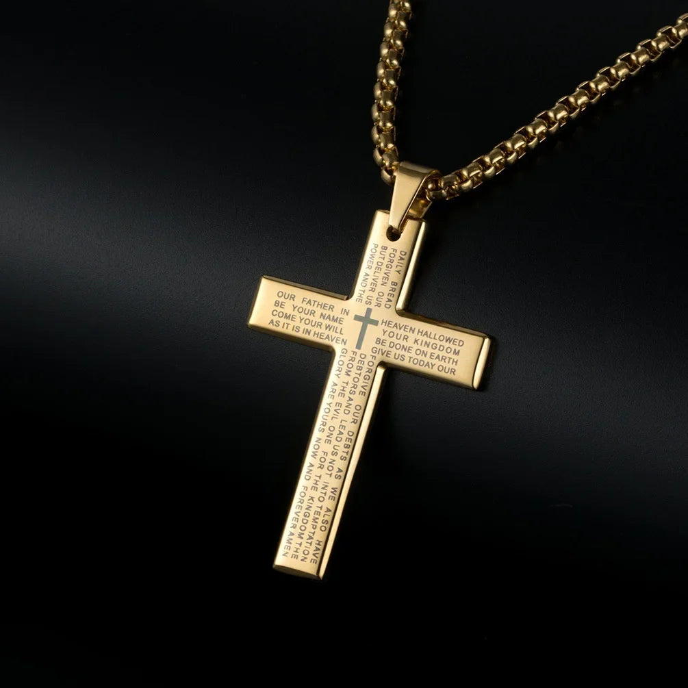 Fashion Cross Chain Pendant Necklace - Metal Geometry Punk Gothic Jewelry for Men and Women - Vintage Party Gift