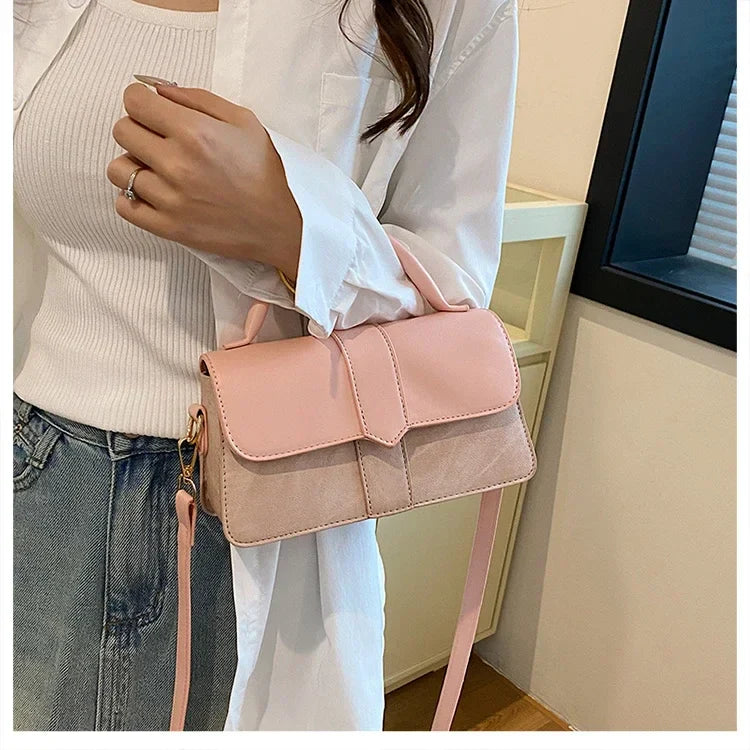 PU Leather Shoulder Bag for Women – Fashion Crossbody Vintage Underarm Square Satchel Handbag (Black)