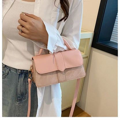 PU Leather Shoulder Bag for Women – Fashion Crossbody Vintage Underarm Square Satchel Handbag (Black)