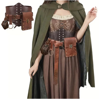 Medieval Steampunk Leather Waist Belt Pouch – Viking Knight Cosplay & Motorcycle Bag