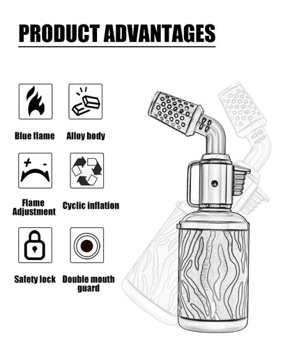 JOBON Creative Cigar Lighter | Windproof Blue Flame with Locking Rotor & UV Transfer Print, Unique Gift Craft