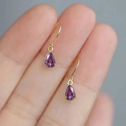 Huitan Pear Cubic Zirconia Dangle Earrings for Women – Simple Versatile Hook Drop Fashion Statement Jewelry