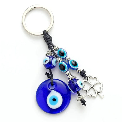 Lucky Eye Fatima Hand Keychain – Alloy Tree of Life Elephant Owl Blue Turkish Evil Eye Car Keyring Jewelry for Men & Women Gift