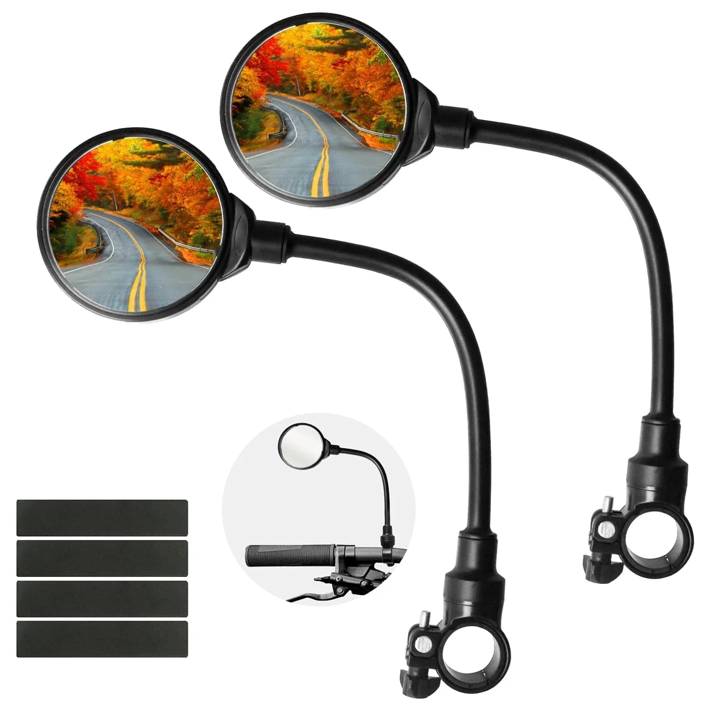 360° Rotatable Bicycle Rearview Handlebar Mirrors – Adjustable Bendable Hose for Mountain Bikes & Motorcycles