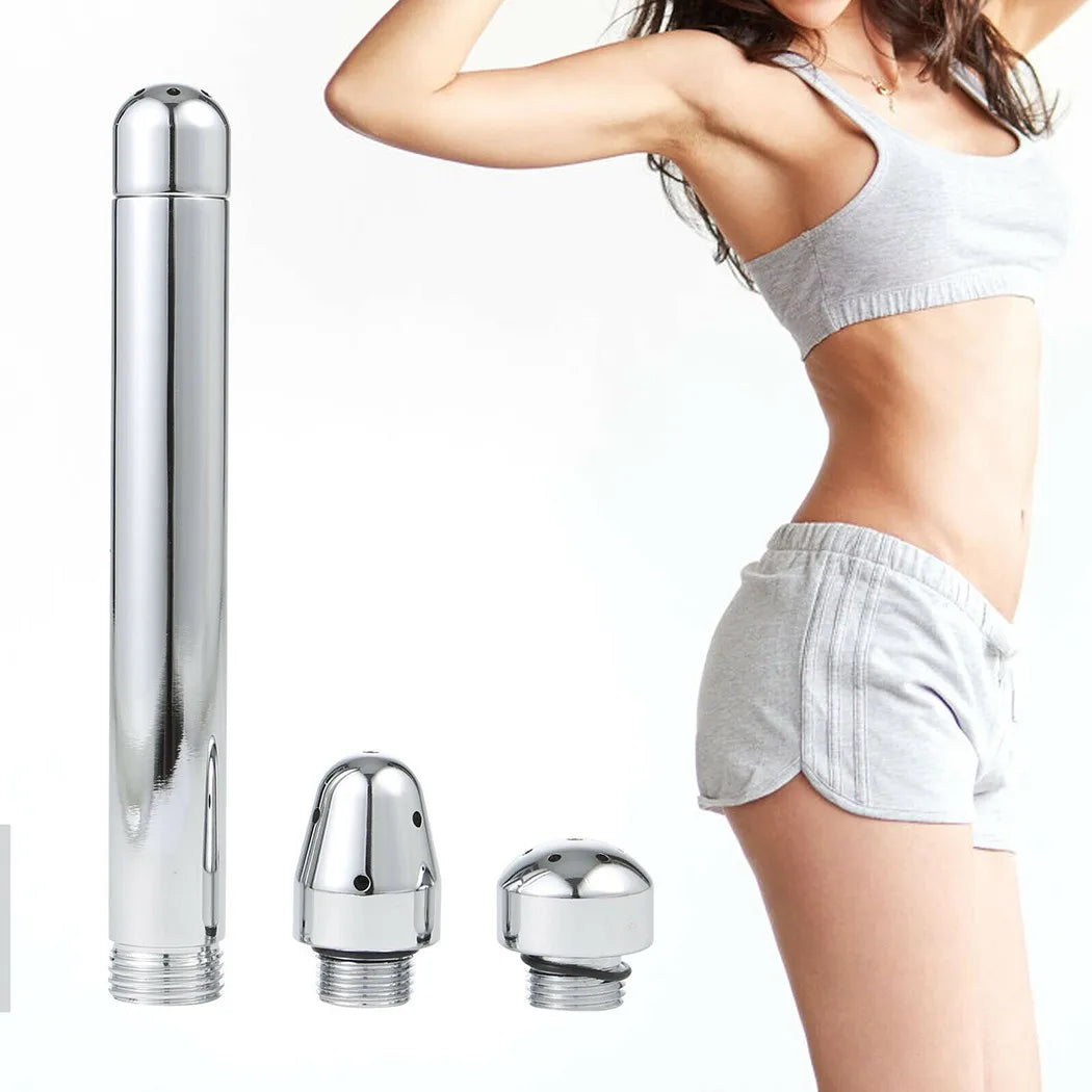 Anal Douche Enema Set – Aluminum Shower with 3 Nozzle Options for Complete Cleansing