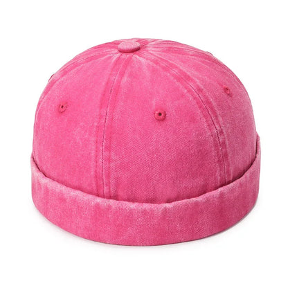 Fashion Denim Docker Cap – Brimless Skullcap Sailor Beanie Hat for Men & Women, Solid Color Adjustable Bucket Dad Cap Streetwear Style