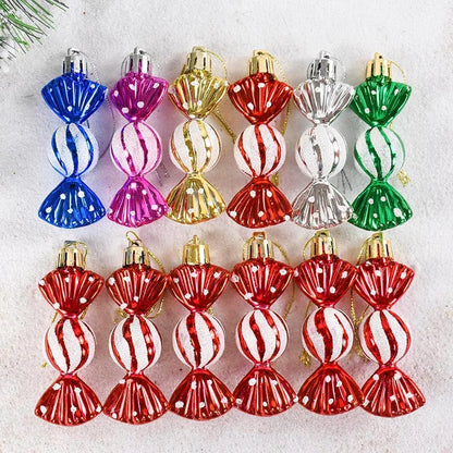 6PCS Christmas Candy Cane & Lollipop Hanging Ornaments – Festive Tree Pendants for Home Holiday Decor
