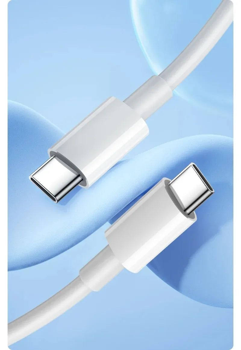 PD 60W USB-C to USB-C Fast Charging Cable – 2M Power Delivery Cord for iPhone 6-16 Series, iPad & USB-A Devices