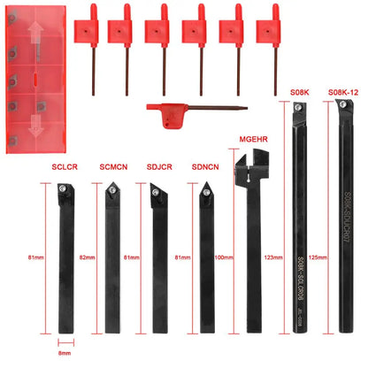 8-16mm Lathe Turning Tool Holder — Boring Bar & CNC Metal Cutter Rod with Shank and Inserts