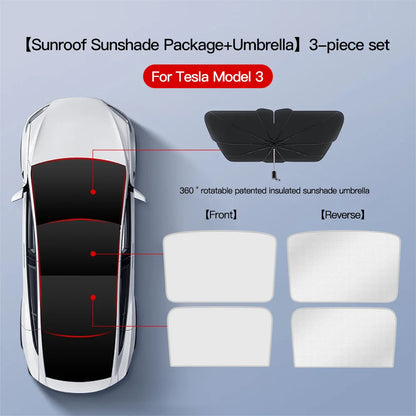 YZ Sun Visor Upgrade for Tesla Model 3 & Y Highland 2021-2024 – Ice Cloth Buckle Sunshade for Glass Roof & Skylight