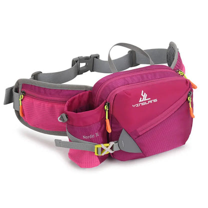 Nylon Waist Pack for Hiking & Running – Adjustable Lightweight Belt Bag with Water Bottle Holder for Outdoor Sports